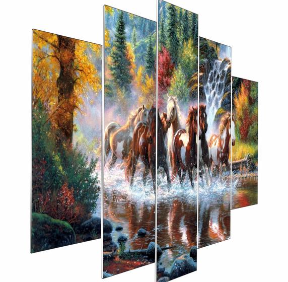 Imagem de Quadro Decorativo Para Sala 115X60 Cachoeira Cavalo Entropy