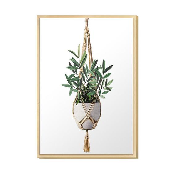 Imagem de Quadro Decorativo para Sala de Jantar 20x30cm Plantas Jardim Folhas Verdes Moldura Caixa