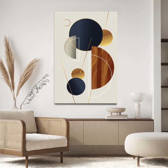 Imagem de Quadro Decorativo Para Sala Quarto Hall Abstrato Geomêtrico Marrom