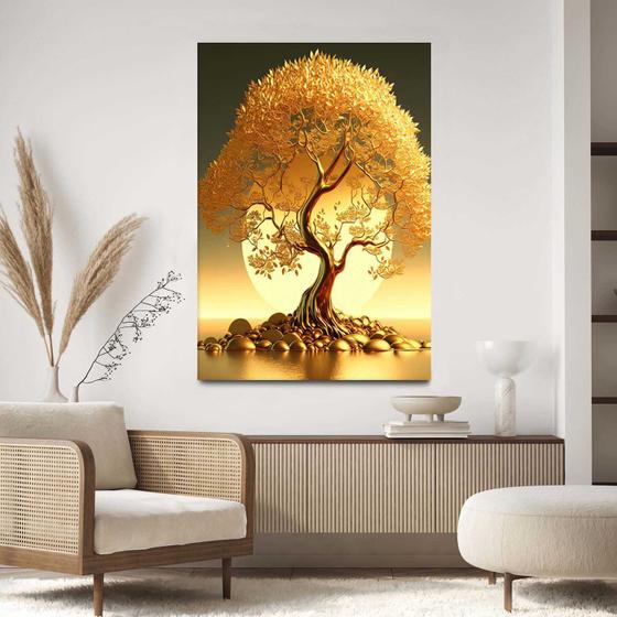 Imagem de Quadro Decorativo Para Sala Quarto Hall Árvore Golden