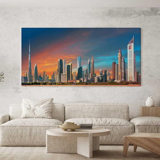 Imagem de Quadro Decorativo para Sala Quarto Hall Cidade Paisagem  Horizontal Grande Decoração Parede Tela