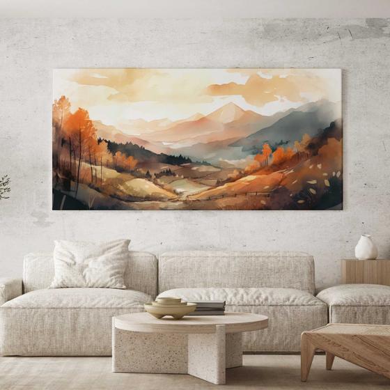 Imagem de Quadro Decorativo para Sala Quarto Hall Paisagem Abstrato Campo Horizontal Grande Decoração Parede Tela