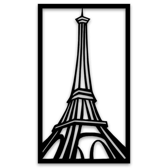 Imagem de Quadro Decorativo Paris Torre Eiffel Preto Vazado em MDF 29x50cm