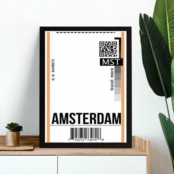 Imagem de Quadro Decorativo Passagem Para Amsterdam 45X34Cm