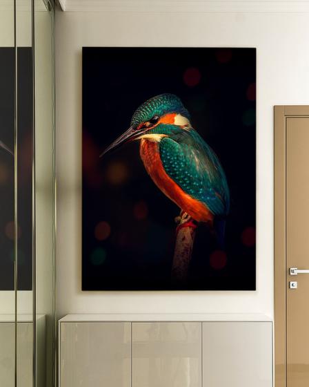 Imagem de Quadro Decorativo Pássaro Fundo Preto Canvas 60x90 - Foto Paulista