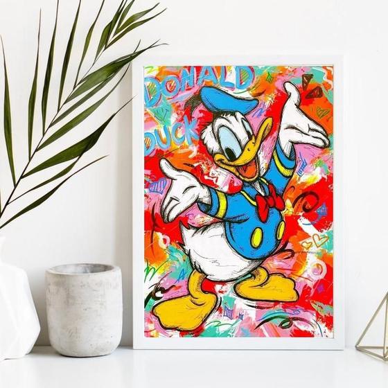 Imagem de Quadro Decorativo Pato Donald 33x24cm com Vidro e Moldura Preta