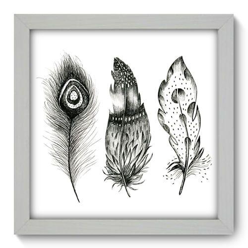 Imagem de Quadro Decorativo - Penas - 22cm x 22cm - 036qndab