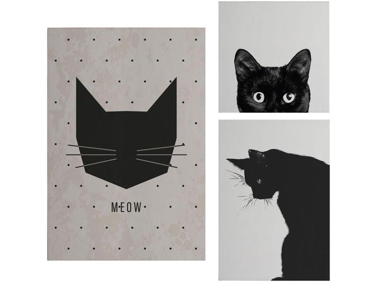 Imagem de Quadro Decorativo Pet Lovers Gato Preto  - Design Up Living 3 Peças