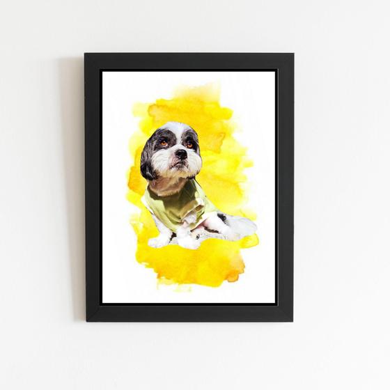 Imagem de Quadro Decorativo Pet Personalizado Do Seu Cachorro Gato Aquarela