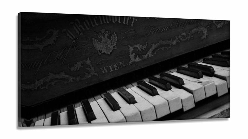 Imagem de Quadro Decorativo Piano Música Notas Com em Tecido Canvas 130x60