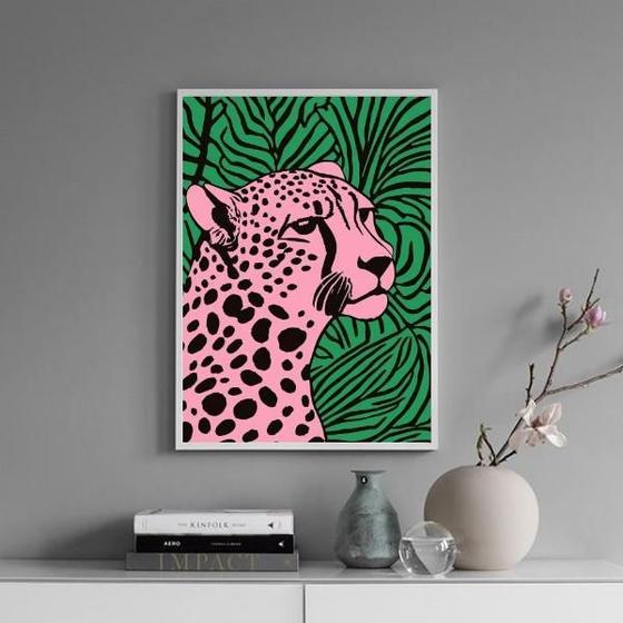 Imagem de Quadro Decorativo Pink Leopard 24X18Cm - Com Vidro