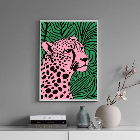 Imagem de Quadro Decorativo Pink Leopard 33x24cm - com vidro