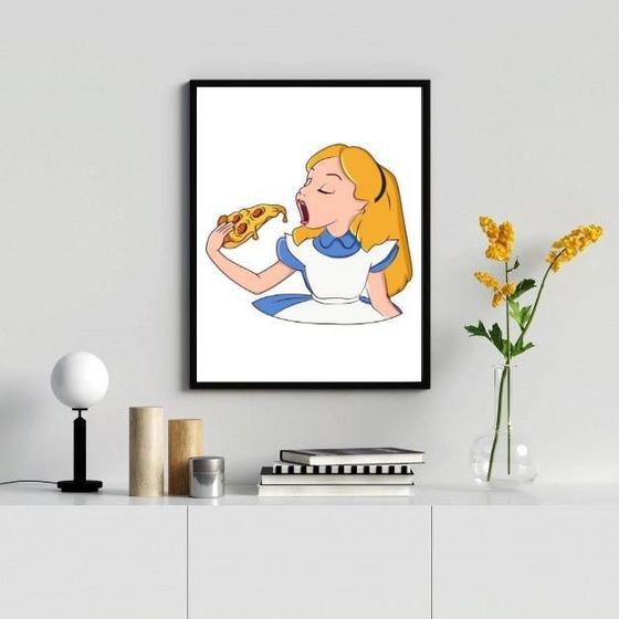 Imagem de Quadro Decorativo Pizza Alice 33x24cm Moldura Madeira Preta