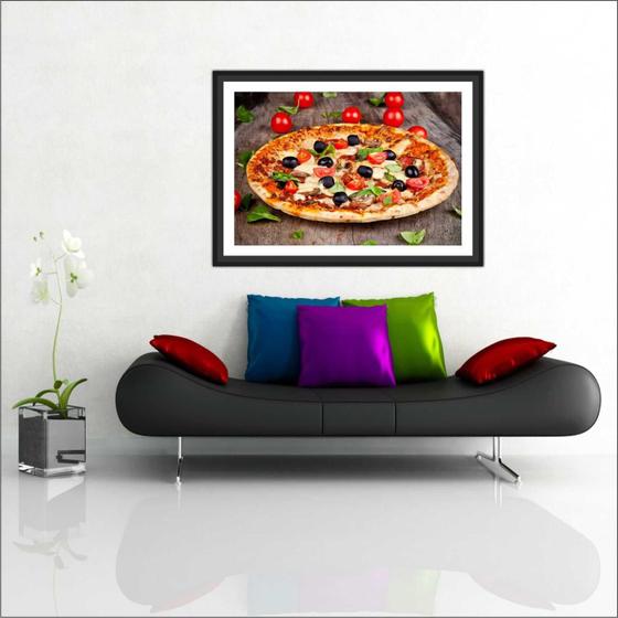 Imagem de Quadro Decorativo Pizza Pizzaria Gourmet Restaurantes Decorações Com Moldura