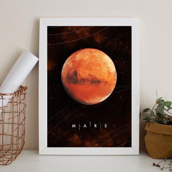 Imagem de Quadro Decorativo Planeta Marte 24X18Cm - Com Vidro