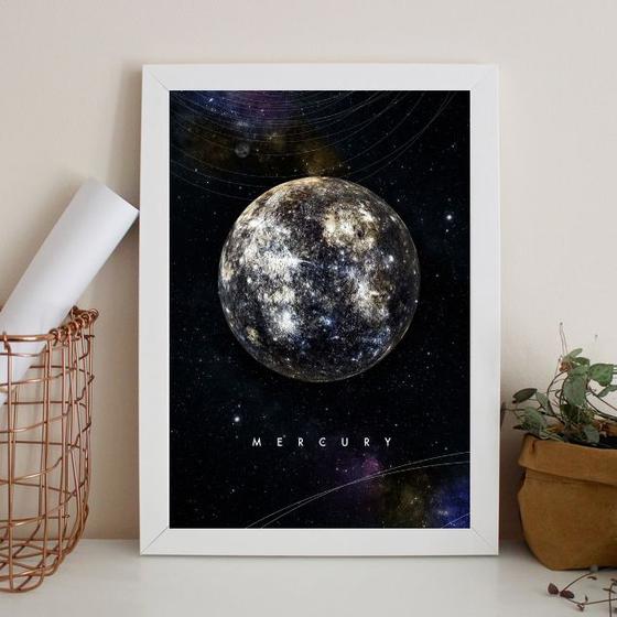 Imagem de Quadro Decorativo Planeta Mercúrio 24x18cm - com vidro