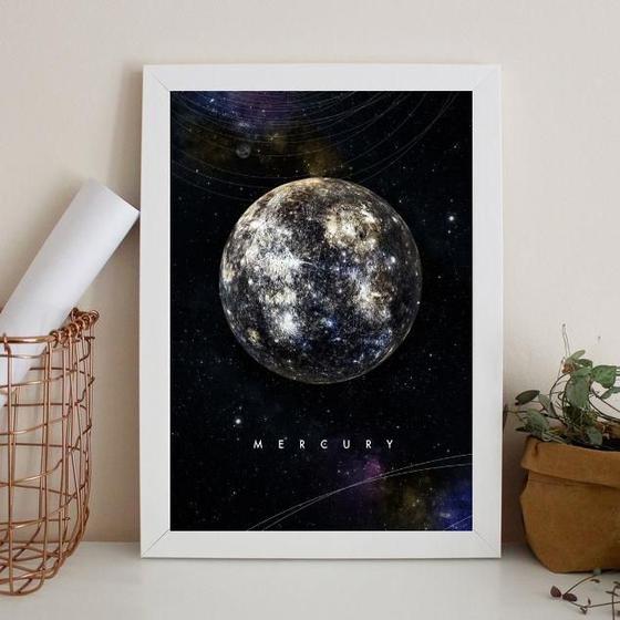 Imagem de Quadro Decorativo Planeta Mercúrio 24X18Cm - Com Vidro