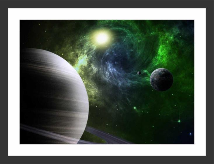 Imagem de Quadro Decorativo Planetas Universo Espaço Cósmico Estrelas Salas Decorações Com Moldura