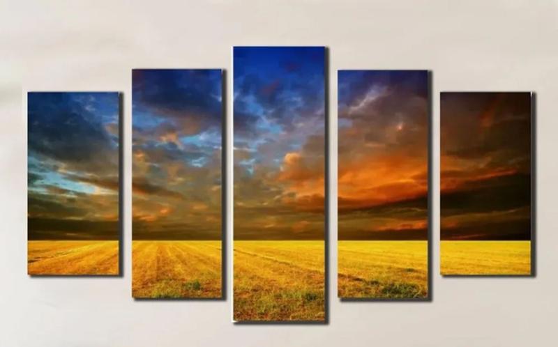 Imagem de Quadro decorativo plantação 5 peças 115x60