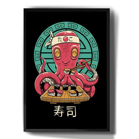 Imagem de Quadro Decorativo Polvo Sushi Arte Japonesa Desenho