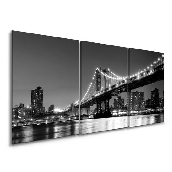 Imagem de Quadro Decorativo Ponte Manhattan Preto para Sala Cidade