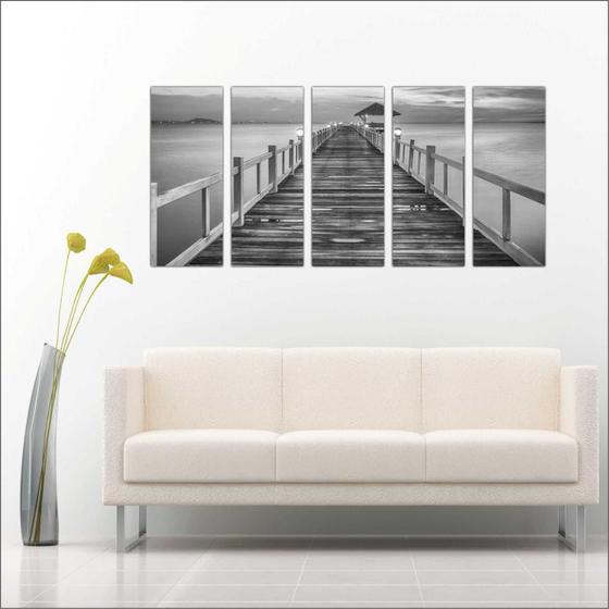 Quadro Decorativo Ponte Mar Preto e Branco Decoração Interiores Menor preço em Quadro Decorativo Ponte Mar Preto e Branco Decoração Interiores