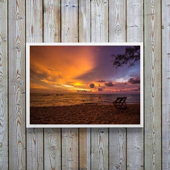 Imagem de Quadro Decorativo Por Do Sol Na Praia- Horizontal 45X34Cm