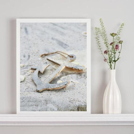 Imagem de Quadro Decorativo Praia Foto Âncora 24X18Cm - Com Vidro