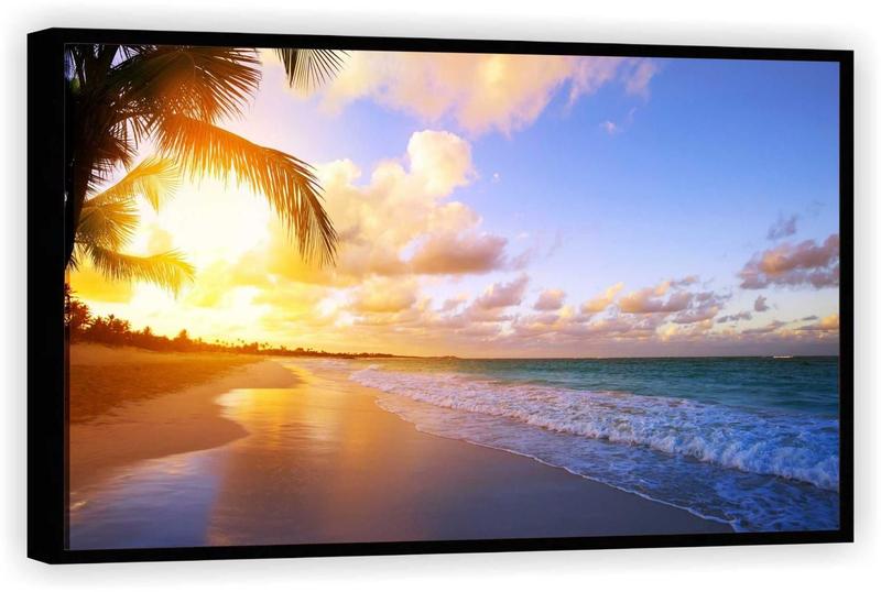 Imagem de Quadro Decorativo Praia Mar Sol Paisagem Natureza Salas Tela Canvas Premium Grande