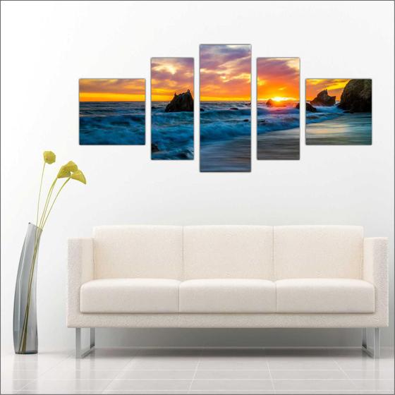 Quadro Decorativo Praia Mar Sol Pedras Salas Decorações Mosaico TT21 Menor preço em Quadro Decorativo Praia Mar Sol Pedras Salas Decorações Mosaico TT21