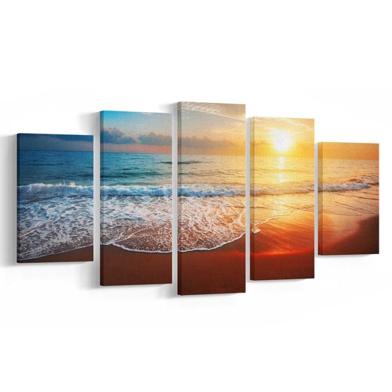 Imagem de Quadro Decorativo Praia Por Do Sol Para Sala E Quarto