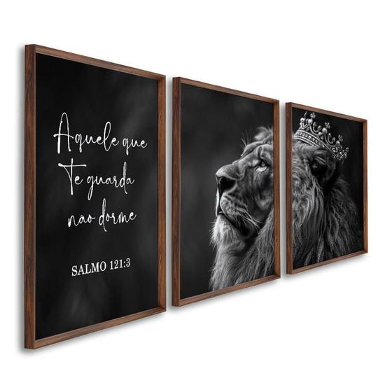 Imagem de Quadro Decorativo Preto e Branco Nunca Foi Sorte, Sempre Foi Deus Modelo Preto e Branco com 3 Telas Tabaco