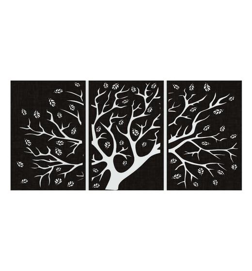 Imagem de Quadro Decorativo Preto Mdf Trio De Arvores 40X20Cm