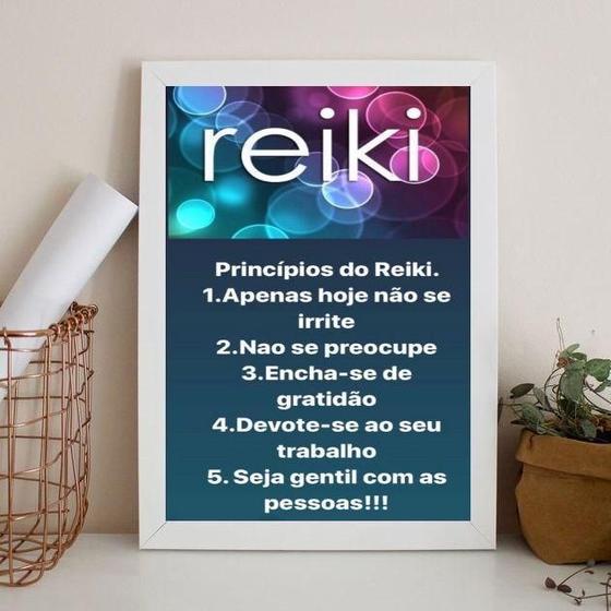 Imagem de Quadro Decorativo Princípios Do Reiki 33X24Cm - Com Vidro