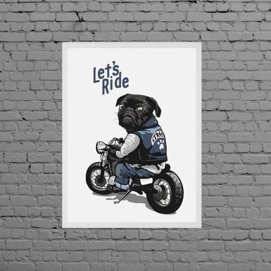 Imagem de Quadro Decorativo Pug Lets Ride 24x18cm - com vidro