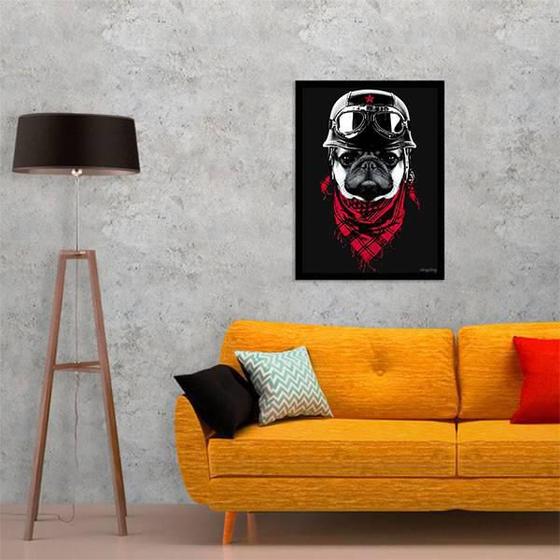 Imagem de Quadro Decorativo Pug Motoqueiro 34x23cm