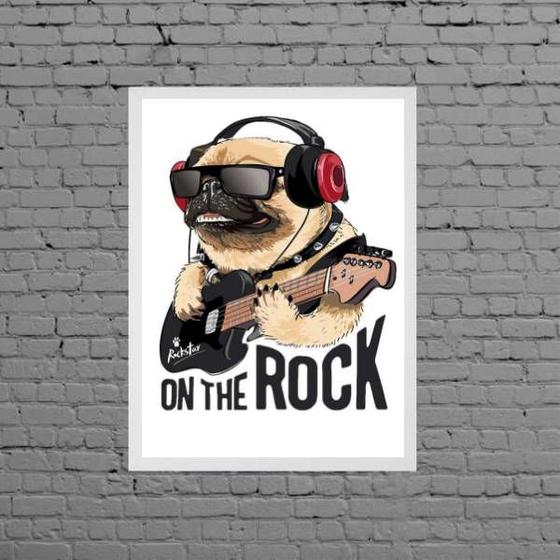 Imagem de Quadro Decorativo Pug On The Rock 24x18cm - com vidro