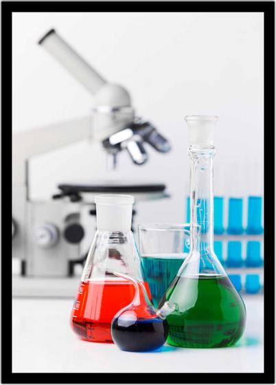 Imagem de Quadro Decorativo Química Laboratórios Vidrarias Balão Erlenmeyer Com Moldura RC018