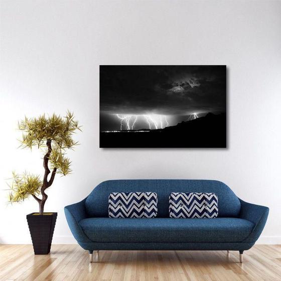 Imagem de Quadro decorativo Raios Preto e Branco Tela em Tecido