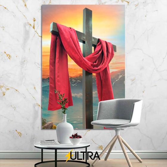 Imagem de Quadro Decorativo Religioso 90x60cm - Alegria Espiritual para o Hall de Entrada