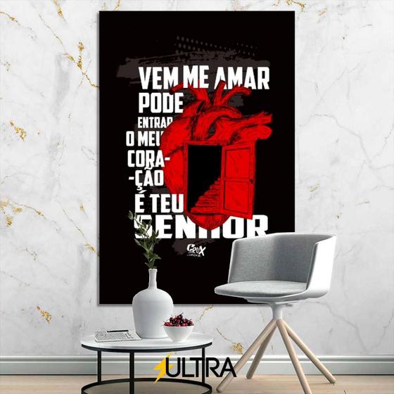 Imagem de Quadro Decorativo Religioso 90x60cm - Amor e Fé para Corredor