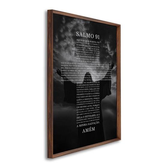 Imagem de Quadro Decorativo Religioso Bíblia Salmo 91 com 1 Tela Cm ou Cm de Parede para Sala Quarto Hall 60cm Sem Vidro