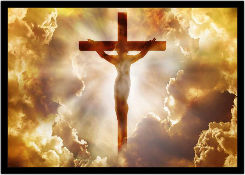 Imagem de Quadro Decorativo Religioso Jesus Cristo Crucificado Com Moldura RC068