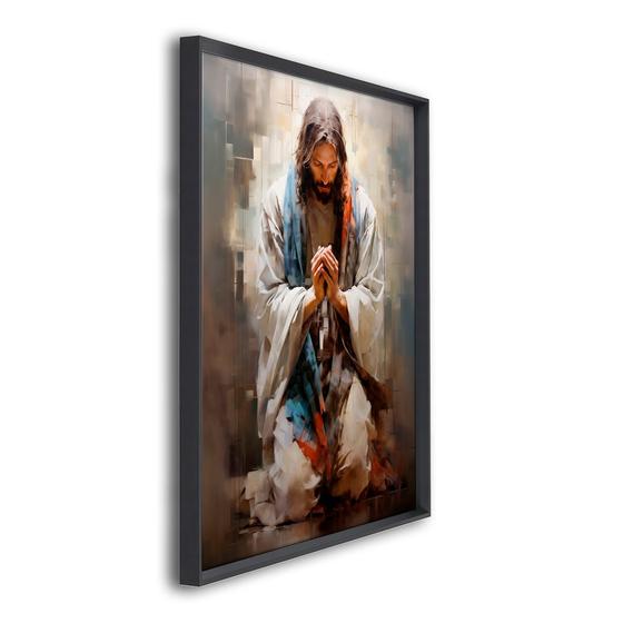 Imagem de Quadro Decorativo Religioso Jesus em Oração 1 tela 50x75 60x90 ou 80x120 para Sala Quarto Igreja