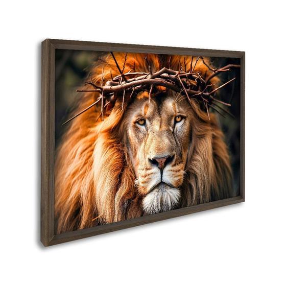 Imagem de Quadro Decorativo Religioso Leão de Judah com 1 Tela Cm ou Cm de Parede para Sala Hall Igreja 60cm X Sem Vidro