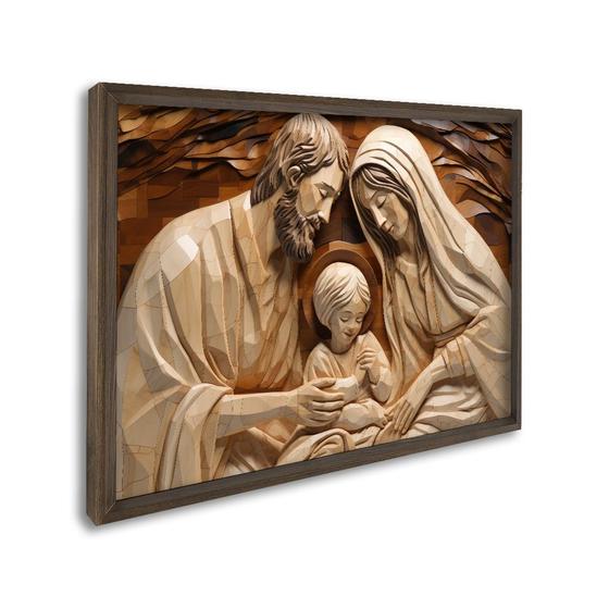 Imagem de Quadro Decorativo Religioso Sagrada Família com 1 Tela 50x75 60x90 ou 80x120 de Parede para Sala Quarto Hall