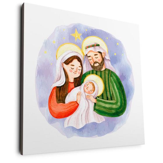 Imagem de Quadro Decorativo Religioso Santa Família Aquarela