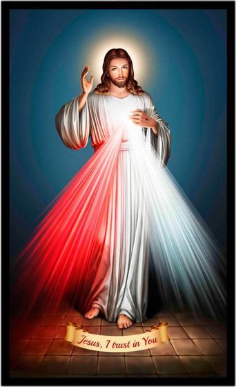 Imagem de Quadro Decorativo Religiosos Jesus Cristo Misericordioso Católico Espiritualidade Com Moldura RC025