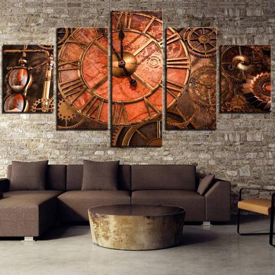 Imagem de Quadro Decorativo Relógio Antigo 5 Peças 115x60cm