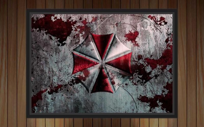 Imagem de Quadro Decorativo Resident Evil Umbrella Decorações Com Moldura